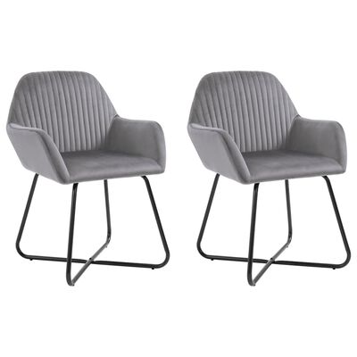 vidaXL Dining Chairs 2 pcs Grey Velvet