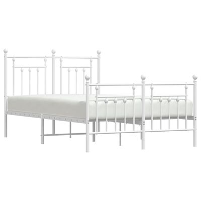 vidaXL Metal Bed Frame without Mattress with Footboard White 135x190 cm Double