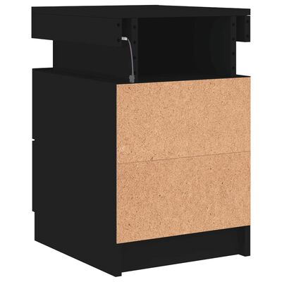 vidaXL Bedside Cabinet with LED Lights Black 35x39x55 cm