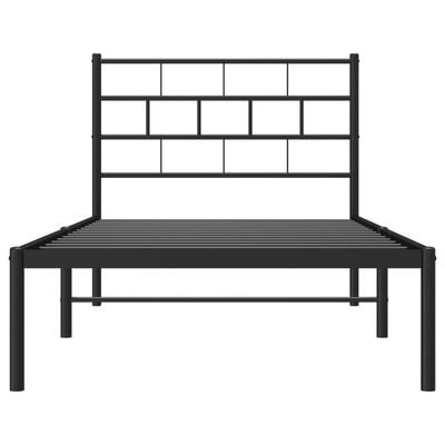 vidaXL Metal Bed Frame without Mattress with Headboard Black 107x203 cm