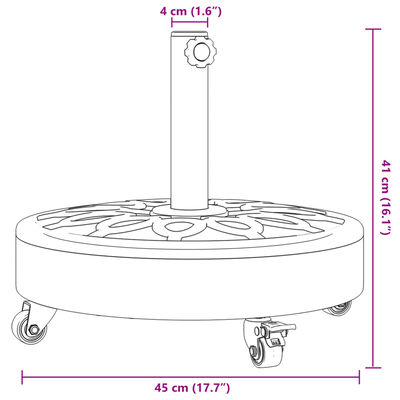 vidaXL Parasol Base with Wheels for Ø38 / 48 mm Poles 27 kg Round