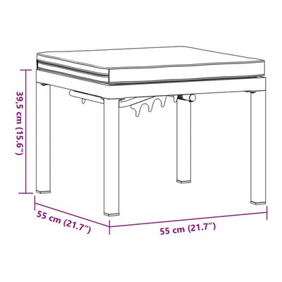 vidaXL Garden Stool with Cushion Black Powder-coated Steel