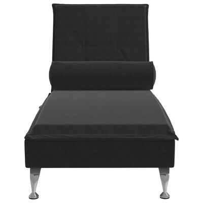 vidaXL Massage Chaise Lounge with Bolster Black Velvet