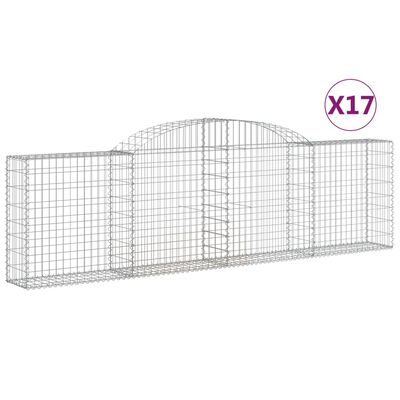 vidaXL Arched Gabion Baskets 17 pcs 300x30x80/100 cm Galvanised Iron