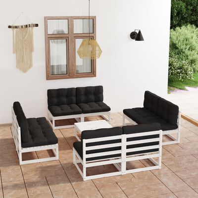 vidaXL 9 Piece Garden Lounge Set with Cushions Solid Pinewood