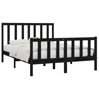 vidaXL Bed Frame without Mattress Black 150x200 cm King Size Solid Wood