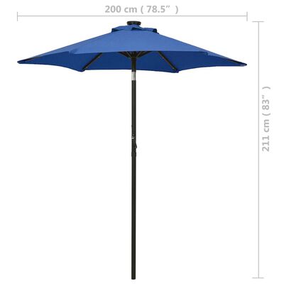 vidaXL Garden Parasol with LED Lights Azure Blue 200x211 cm Aluminium