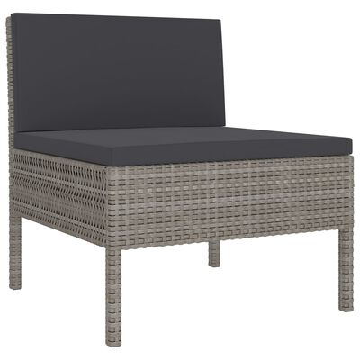 vidaXL 11 Piece Garden Lounge Set with Cushions Poly Rattan Grey