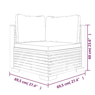 vidaXL 3 Piece Garden Lounge Set with Cushions Solid Wood Teak