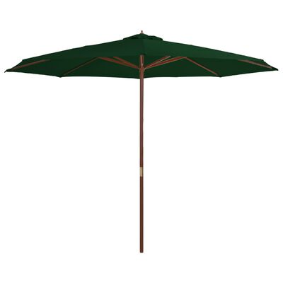 vidaXL Garden Parasol with Wooden Pole 350 cm Green