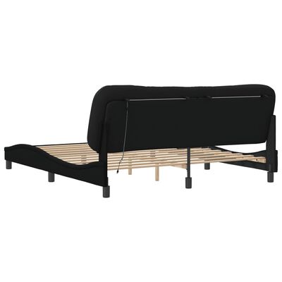 vidaXL Bed Frame with LED without Mattress Black 183x203 cm King Fabric