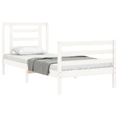 vidaXL Bed Frame without Mattress White Single Solid Wood