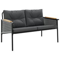 vidaXL Garden Bench with Cushions 116 cm Black Steel