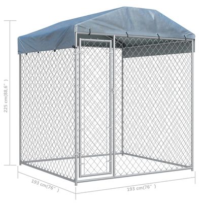 vidaXL Outdoor Dog Kennel with Canopy Top 193x193x225 cm