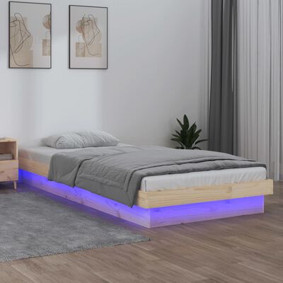 vidaXL LED Bed Frame without Mattress Single Solid Wood