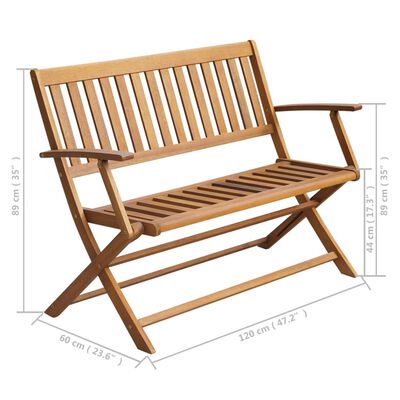 vidaXL Garden Bench with Cushion 120 cm Solid Acacia Wood