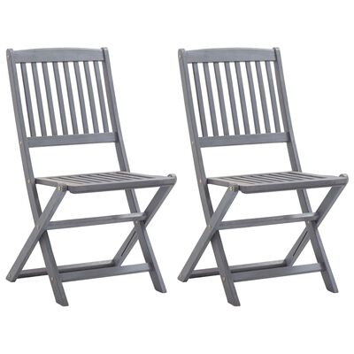 vidaXL Folding Outdoor Chairs 2 pcs with Cushions Solid Acacia Wood