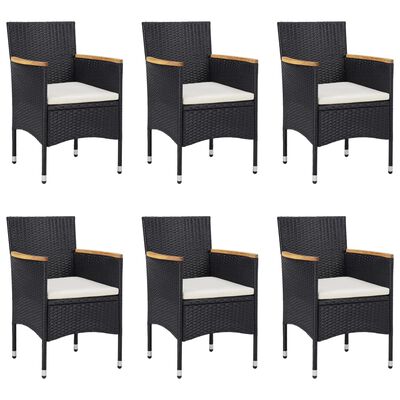 vidaXL 7 Piece Garden Dining Set Poly Rattan Black