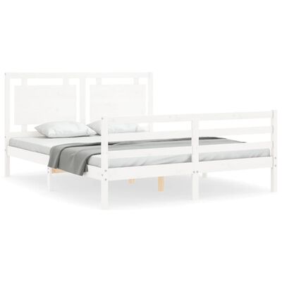 vidaXL Bed Frame without Mattress White King Size Solid Wood