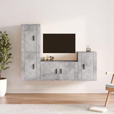 vidaXL 4 Piece TV Cabinet Set Concrete Grey Engineered Wood