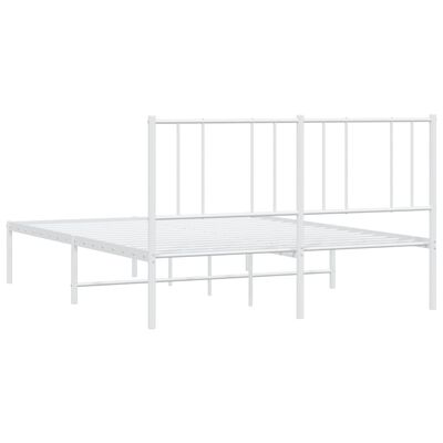 vidaXL Metal Bed Frame without Mattress with Headboard White 135x190 cm Double