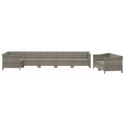 vidaXL 8 Piece Garden Lounge Set with Cushions Grey Poly Rattan