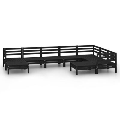 vidaXL 9 Piece Garden Lounge Set Solid Wood Pine Black