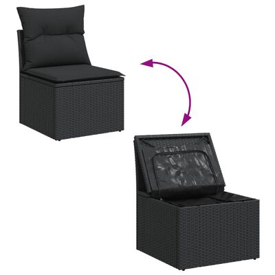 vidaXL Garden Chair Armless with Cushions Black Poly Rattan