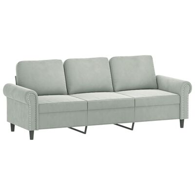 vidaXL 3 Piece Sofa Set with Cushions Light Grey Velvet