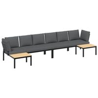vidaXL 4 Piece Garden Sofa Set with Cushions Black Aluminium
