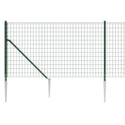 vidaXL Wire Mesh Fence with Spike Anchors Green 0.8x25 m