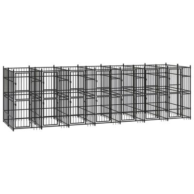 vidaXL Outdoor Dog Kennel Steel 12.9 m²