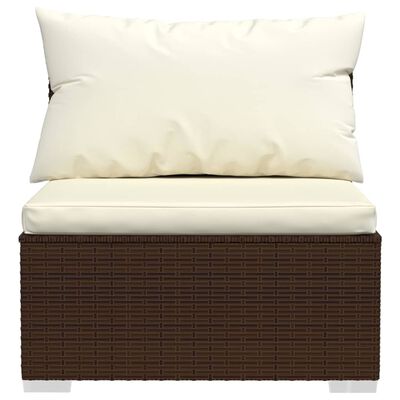 vidaXL 11 Piece Garden Lounge Set with Cushions Brown Poly Rattan