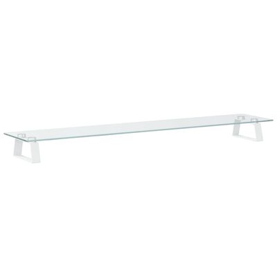 vidaXL Monitor Stand White 100x20x8 cm Tempered Glass and Metal