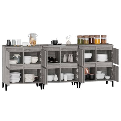 vidaXL Sideboards 3 pcs Grey Sonoma 60x35x70 cm Engineered Wood