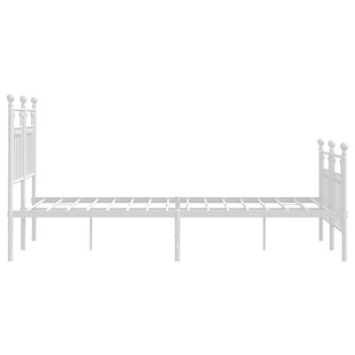 vidaXL Metal Bed Frame without Mattress with Footboard White 135x190 cm Double