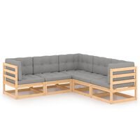 vidaXL 5 Piece Garden Lounge Set with Cushions Solid Pinewood