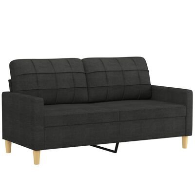 vidaXL 3 Piece Sofa Set with Pillows Black Fabric