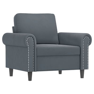 vidaXL 3 Piece Sofa Set with Cushions Dark Grey Velvet