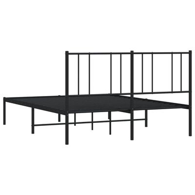 vidaXL Metal Bed Frame without Mattress with Headboard Black 135x190 cm Double