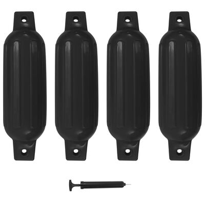 vidaXL Boat Bumper 4 pcs Black 41x11.5 cm PVC