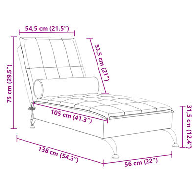 vidaXL Massage Chaise Lounge with Bolster Dark Grey Fabric