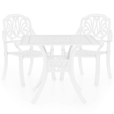 vidaXL 3 Piece Bistro Set Cast Aluminium White