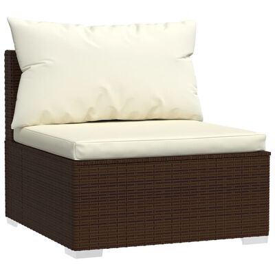 vidaXL 5 Piece Garden Lounge Set with Cushions Poly Rattan Brown