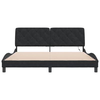 vidaXL Bed Frame with LED without Mattress Black 183x203 cm King Velvet