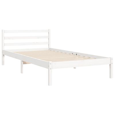 vidaXL Bed Frame without Mattress White Single Solid Wood Pine