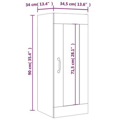 vidaXL Hanging Wall Cabinet High Gloss White 34.5x34x90 cm