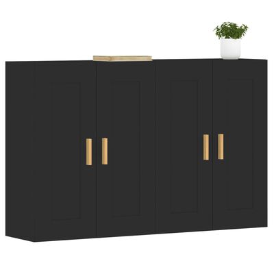 vidaXL Wall Mounted Cabinets 2 pcs Black Engineered Wood