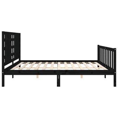 vidaXL Bed Frame without Mattress Black Super King Size Solid Wood Pine