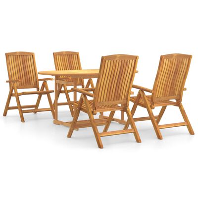 vidaXL 5 Piece Garden Dining Set Solid Wood Teak